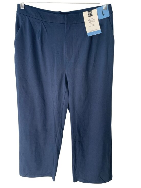 Member's Mark Pants - Member's Mark Wide Leg Trousers Blue Soft Knit Zipper Women's Size L NWT